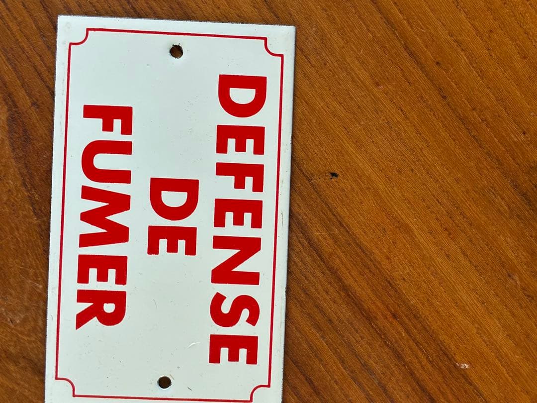 Teaフランス　アンティーク　ホーロー　サイン　プレート　看板　禁煙　美品