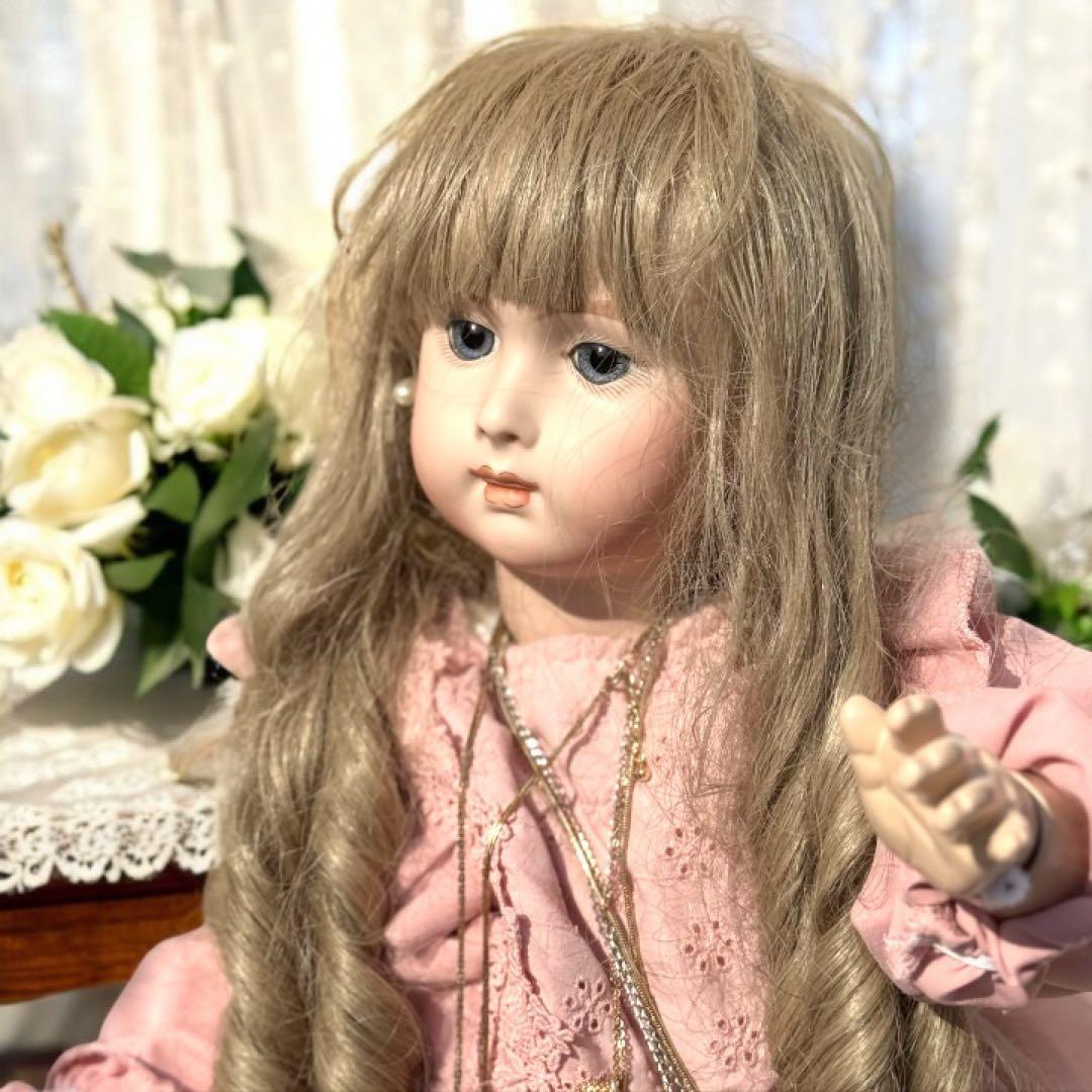 ビスクドール ロングフェイス ジュモー 作家様 ワンピース ドレス ボネ アクセ