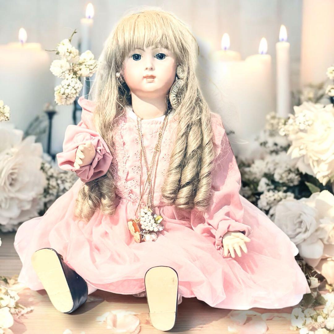 ビスクドール ロングフェイス ジュモー 作家様 ワンピース ドレス ボネ アクセ