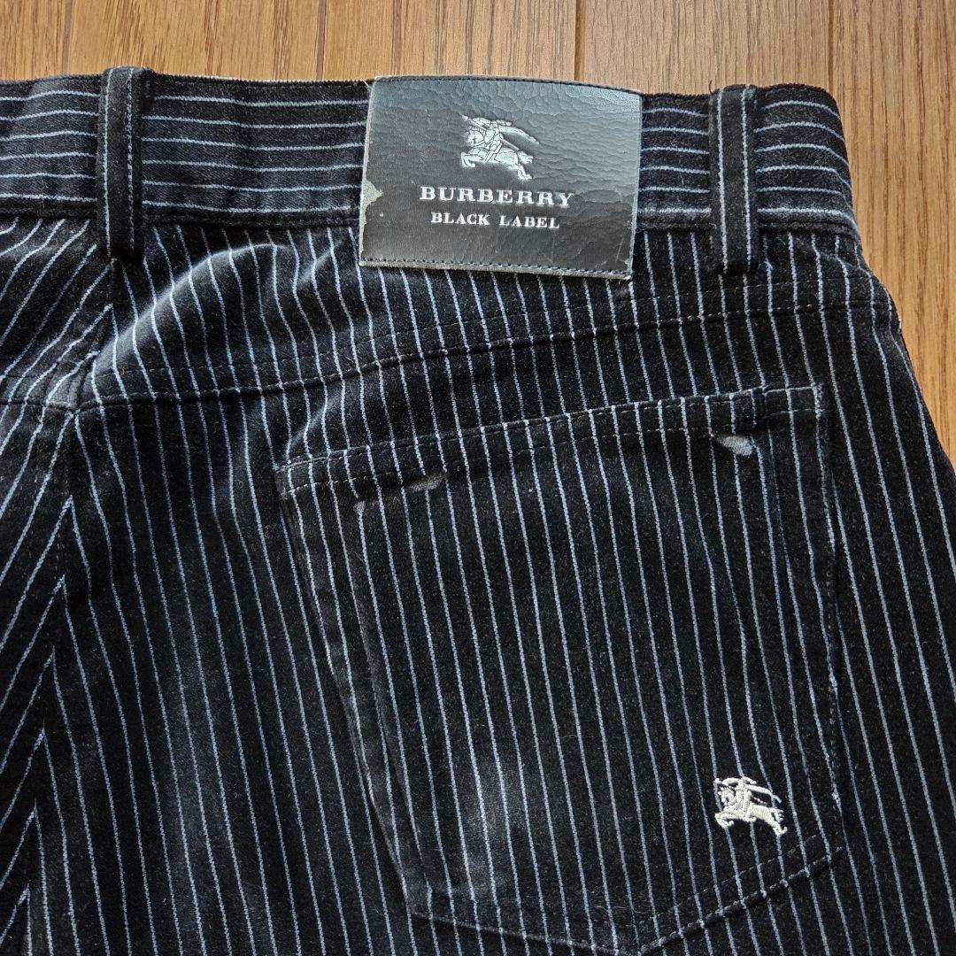 バーバリー ブラックレーベル セットアップ スーツ ベロア ブラック ストライプ