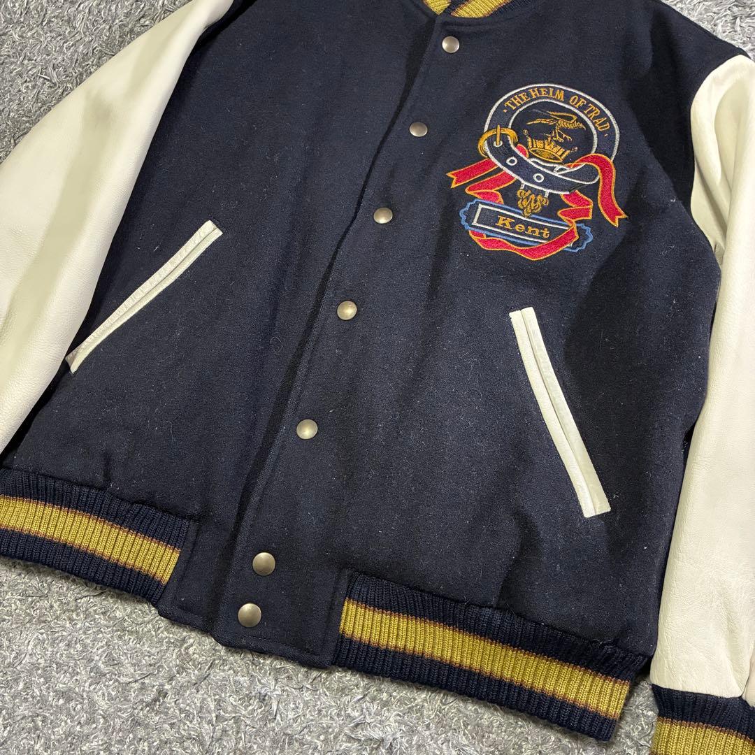 【良品】ケント スタジャン 刺繍 ワッペン 袖レザー ヴィンテージ ライナー M