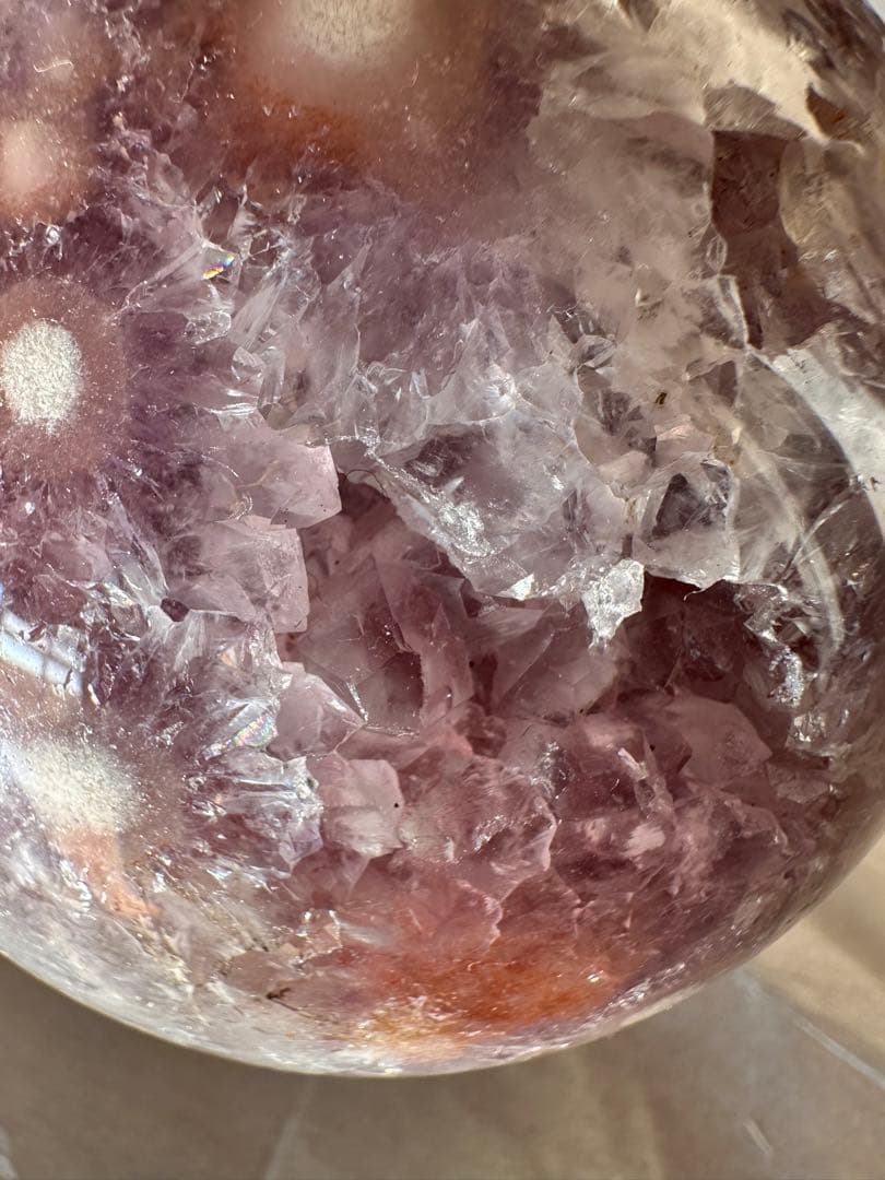 高品質☆ アメジスト　ピンクアメジスト　濃いパープルピンク　スフィア　丸玉模様