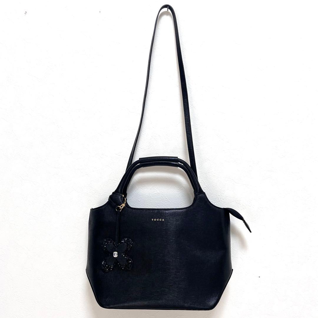 極美品◎TOCCA トッカ 2wayバッグ 黒 フラワーモチーフ　ショルダー