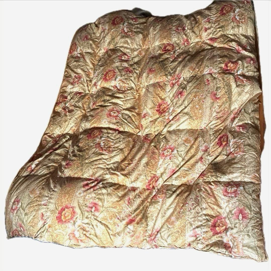 ハンガリー産ホワイトダック羽毛布団 ダブル ロイヤルゴールド 清潔美品