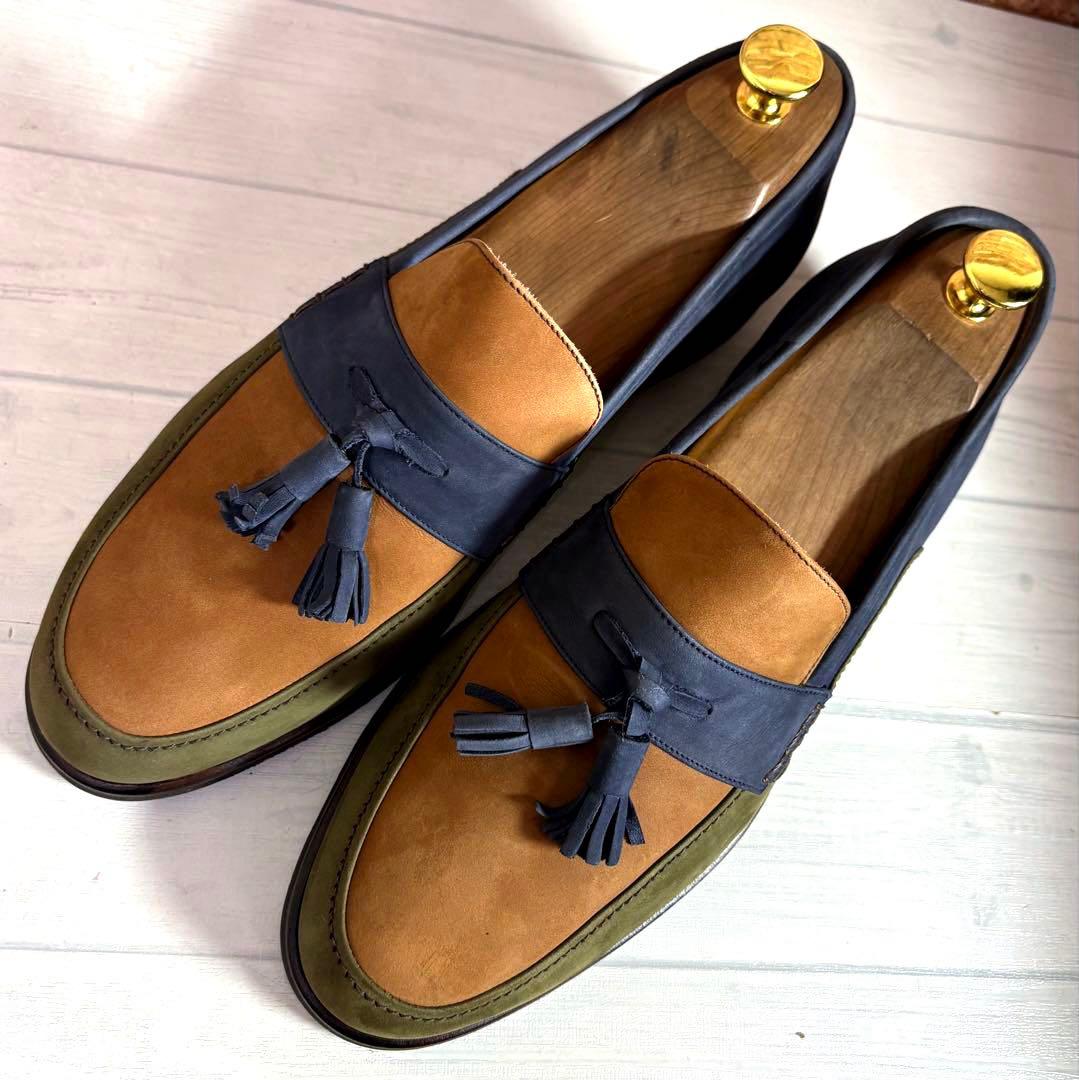 極美品■MORESCHI■タッセルローファー✨スエード マルチカラー セレモニー