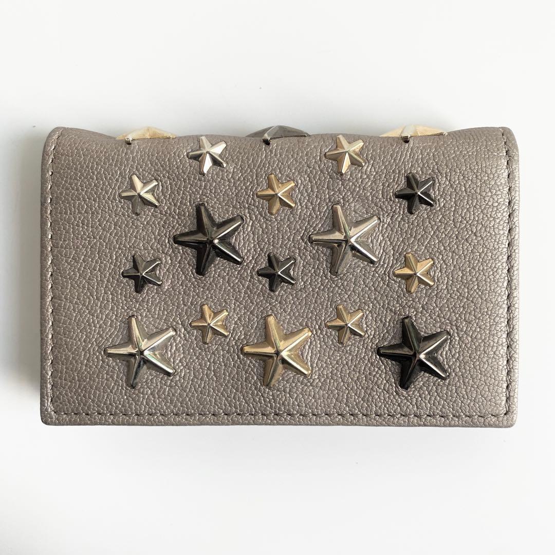 JIMMY CHOO 名刺入れ カードケース NELLO ライトカーキ