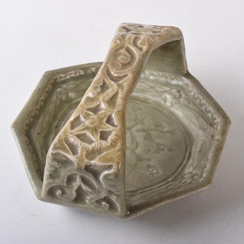 中国　七官青磁　刻花文　手鉢　時代箱　V　R8478