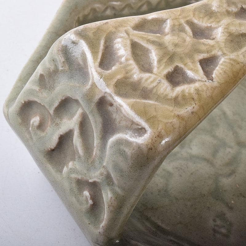 中国　七官青磁　刻花文　手鉢　時代箱　V　R8478