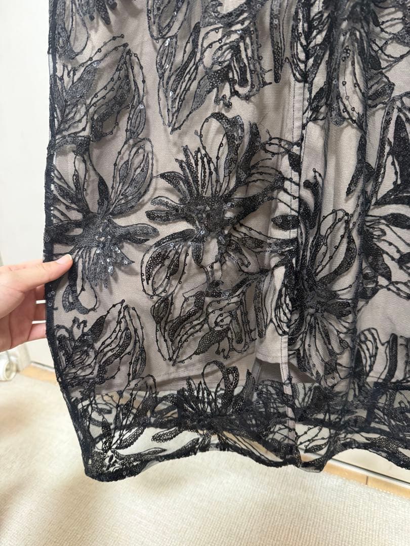 ドレス 「LEJA」アシンメトリーシアーフラワードレスワンピース