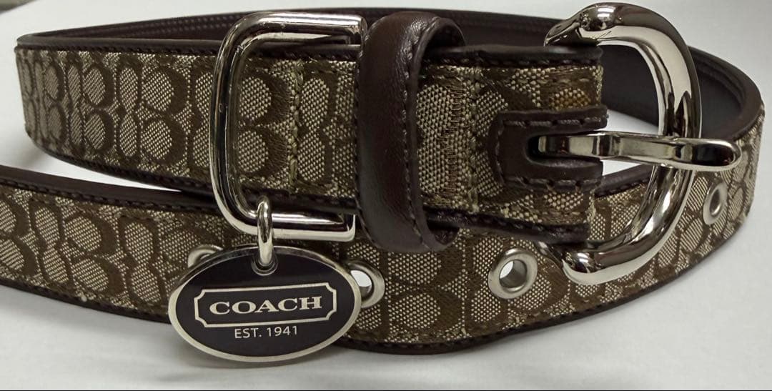 COACH コーチ■大型犬／首輪■シグネチャー：ブラウン茶色　犬用 サイズ：XL