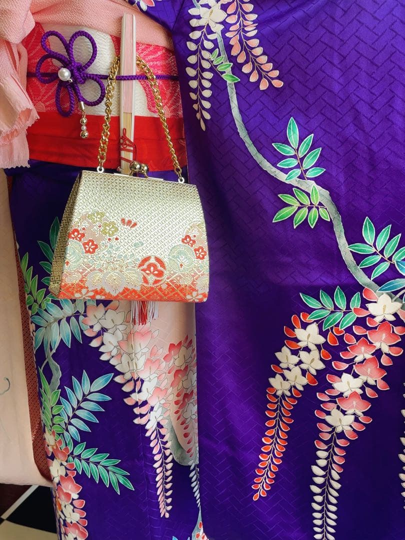 七五三7歳様フルセット紫とピンクの藤柄着物