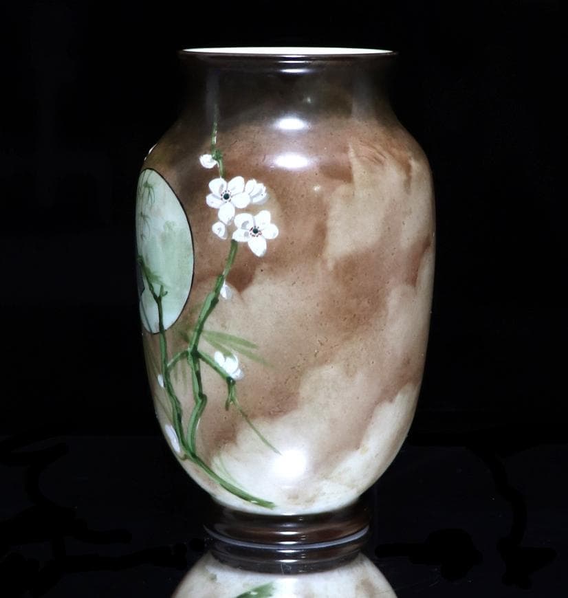 オールド・バカラ レアカラー ジャポニスム花瓶 オパーリンクリスタル製花鳥図飾壷