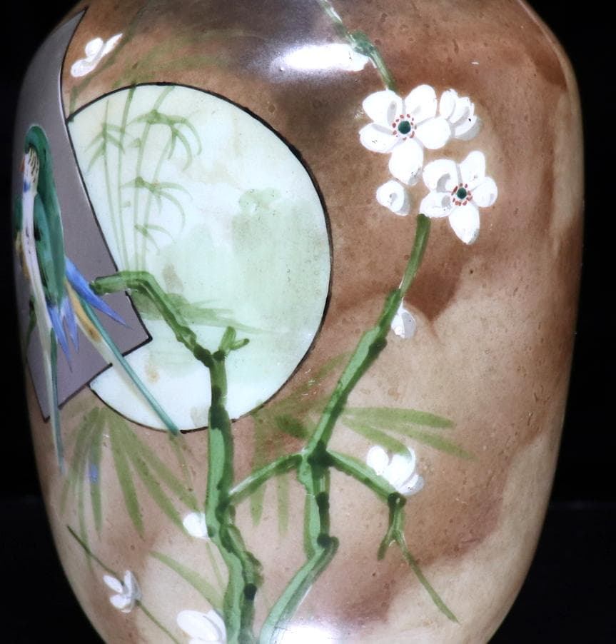 オールド・バカラ レアカラー ジャポニスム花瓶 オパーリンクリスタル製花鳥図飾壷