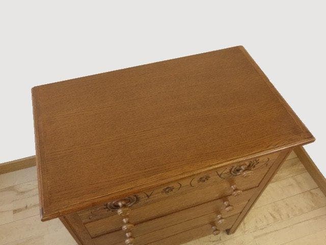 勇峰工芸（新）　雅　花柄チェスト　ナラ材家具　北海道手作り家具