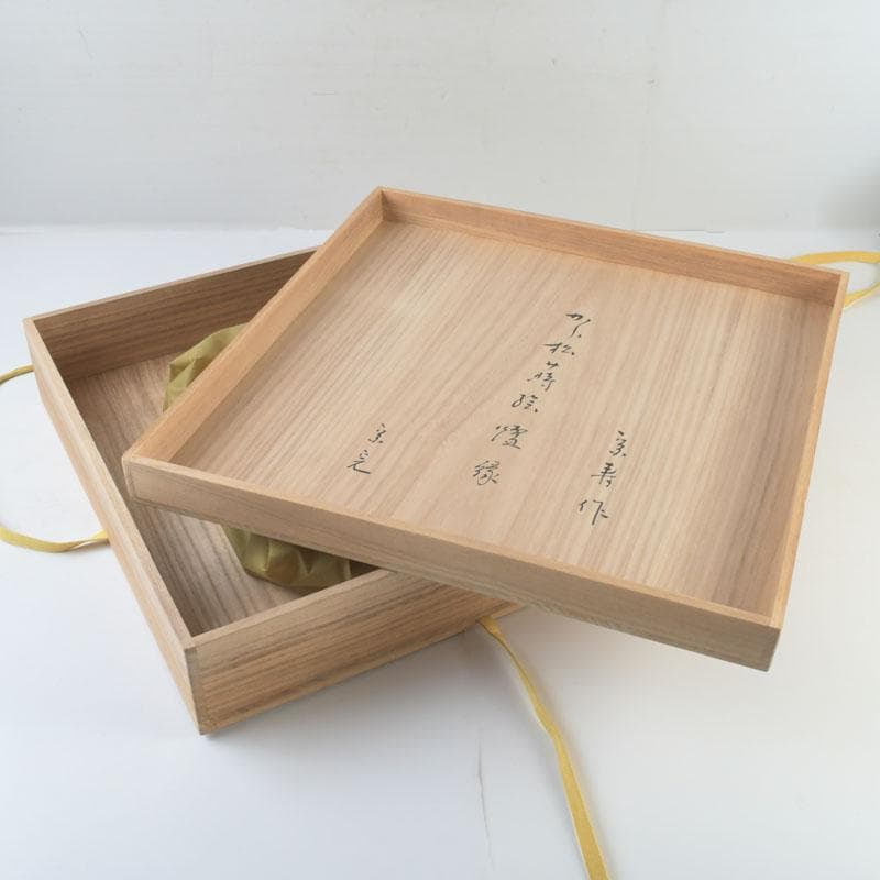 茶道具　塗師　宗寿作　笠松蒔絵　炉縁　堀内宗完（兼中斎）書付　共箱　M9890A