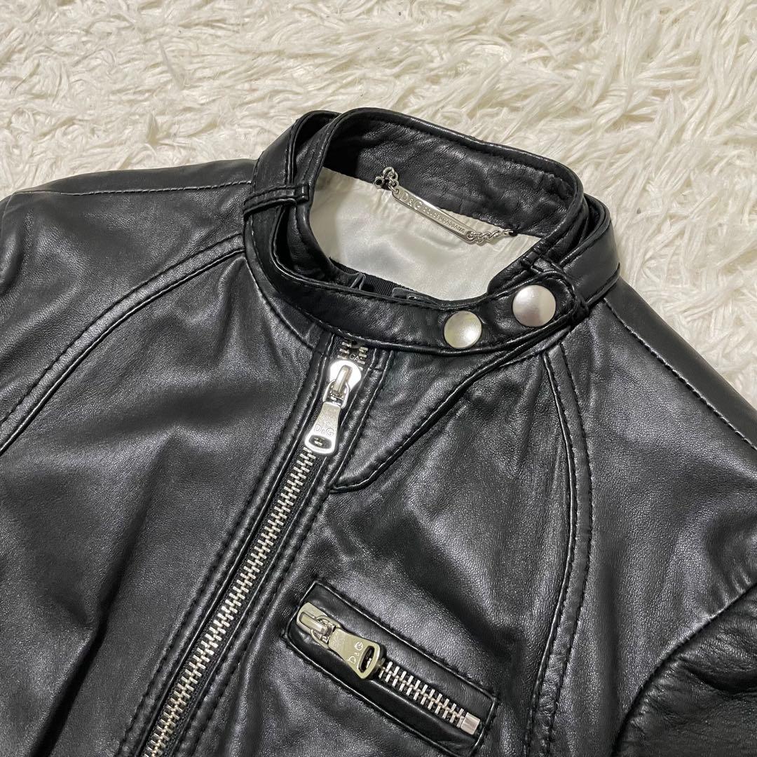 極美品 ドルチェ&ガッバーナ ラムレザージャケット マルチジップ 40/L相当