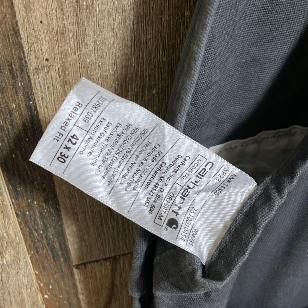 カーハート グレー系 オーバーオール メンズ ロゴ ファスナー パンツ 古着