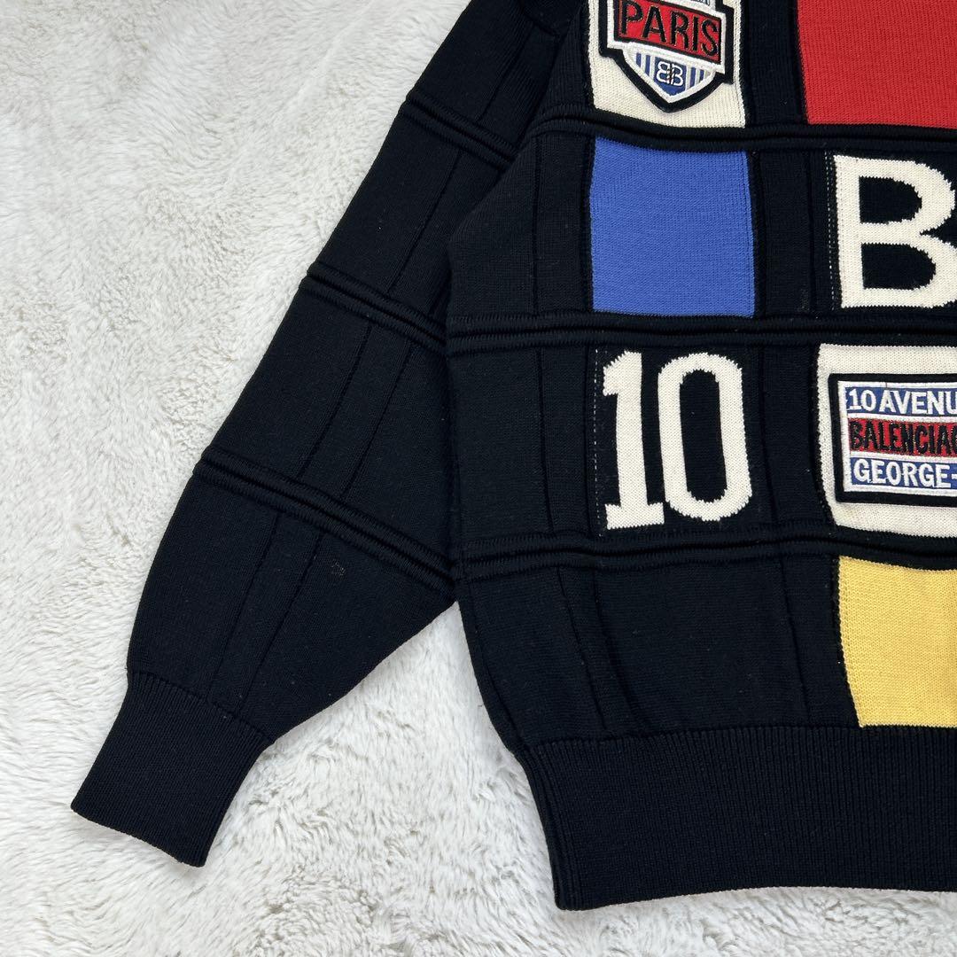 オールドバレンシアガ/90s デザインニット M 希少品 レトロ古着