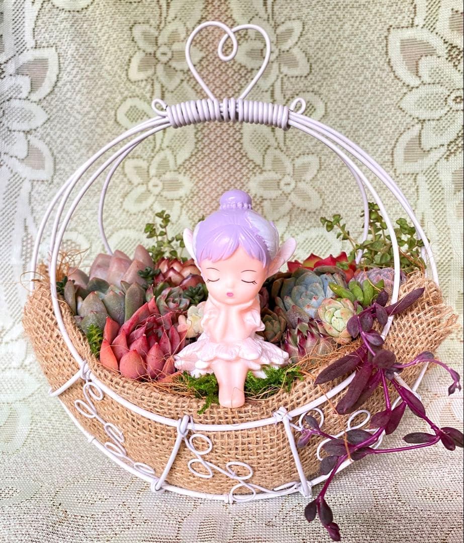 ワイヤーハンギング✿多肉寄せ植え