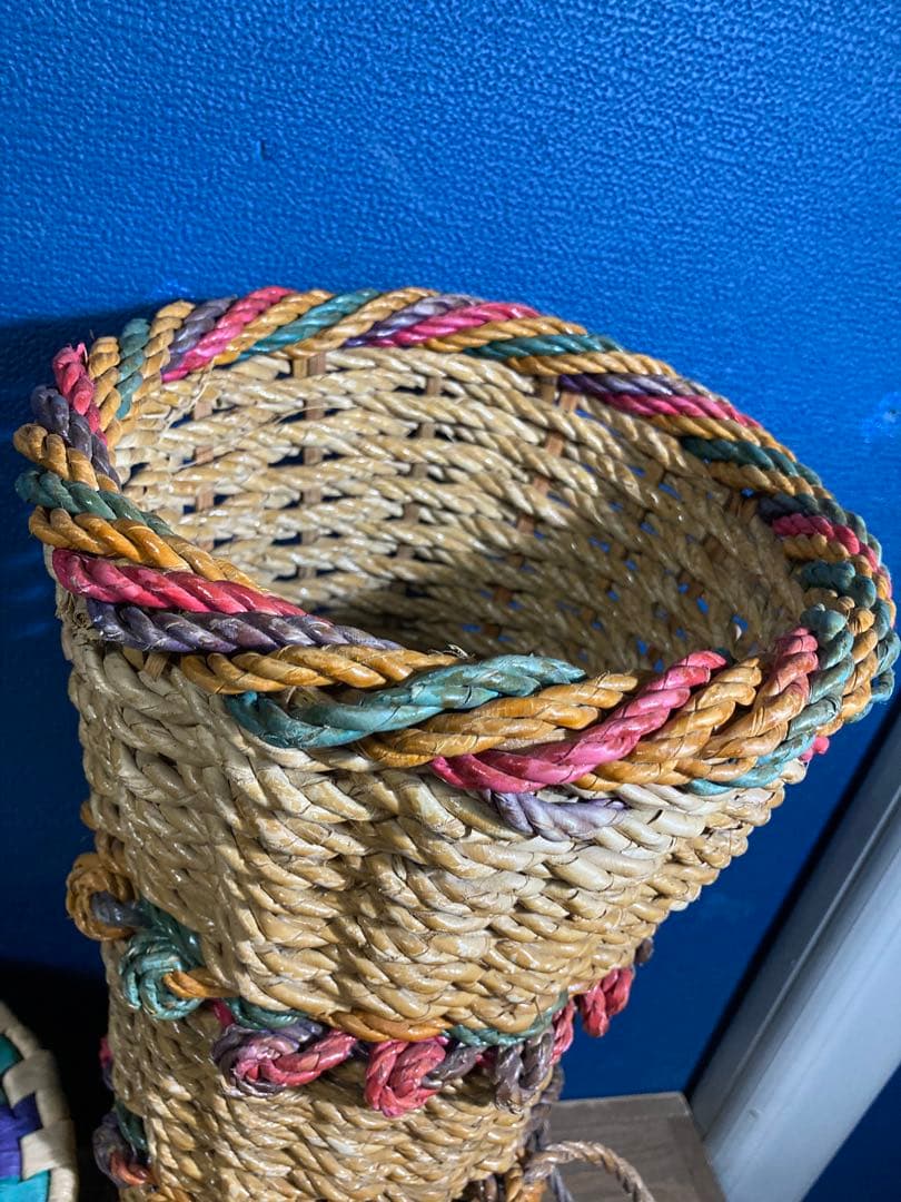 A 籠バスケット　ラタン　レトロ　ヴィンテージ　アンティーク調　靴　小物入れ