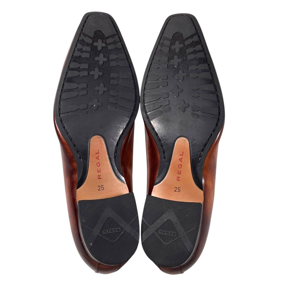 リーガル 25 レザー サイドレースアップ ビジネス スクエアトゥ ブラウン