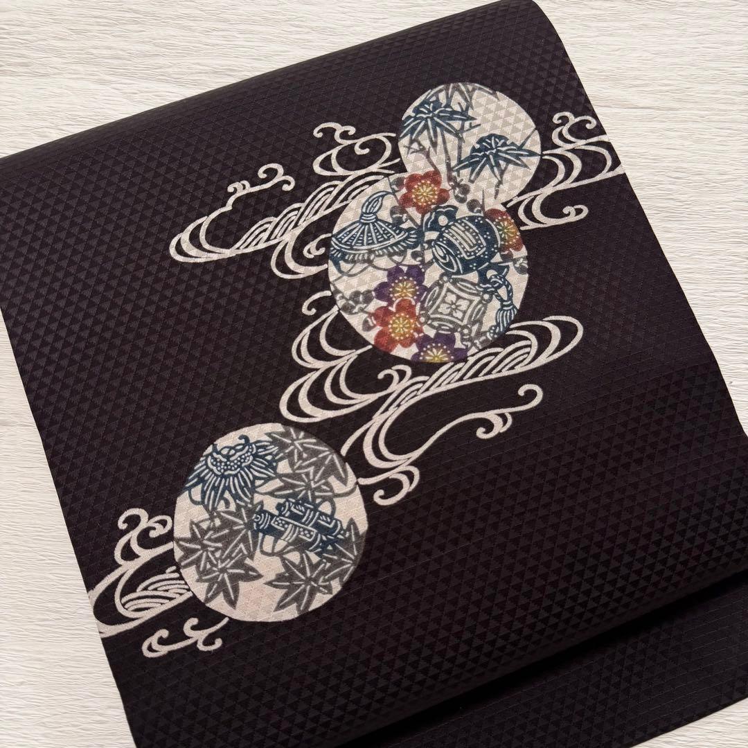 m158 琉球紅型 宝尽くし　名古屋帯 正絹