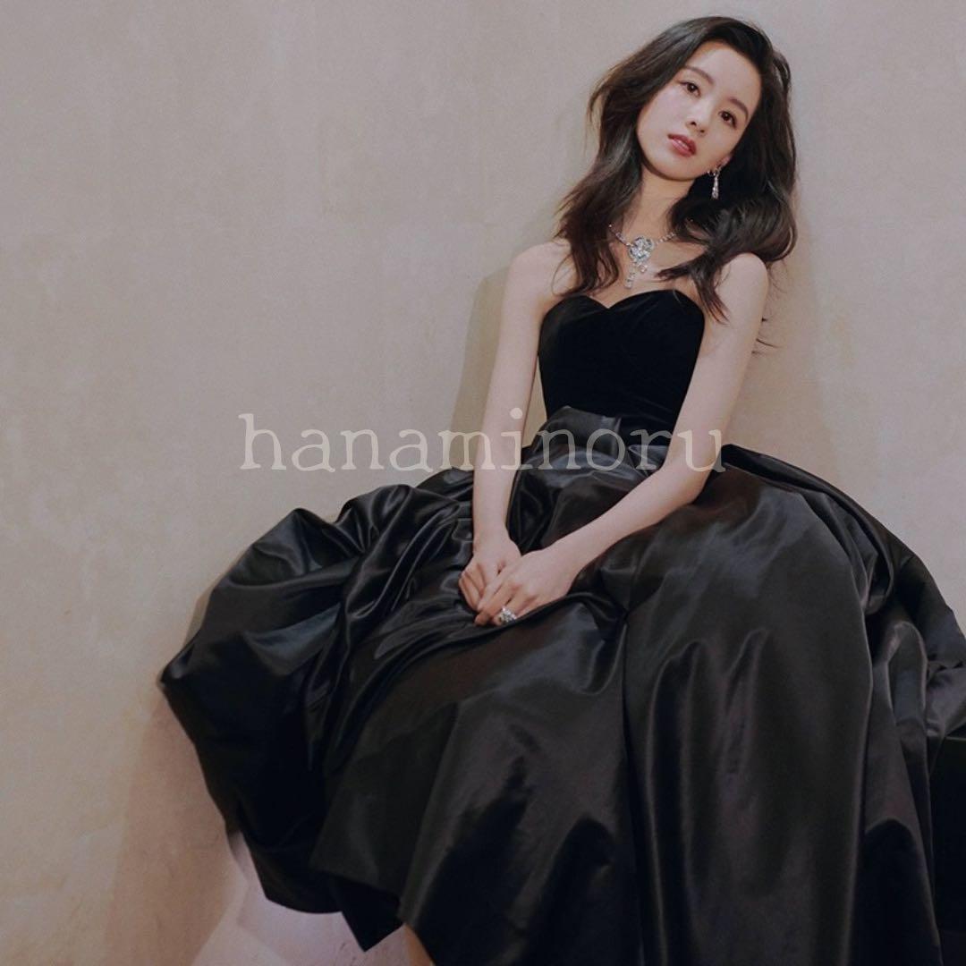 お色直し　黒　ドレス　パーティー　前撮り　二次会　街撮り　披露宴　ベロア