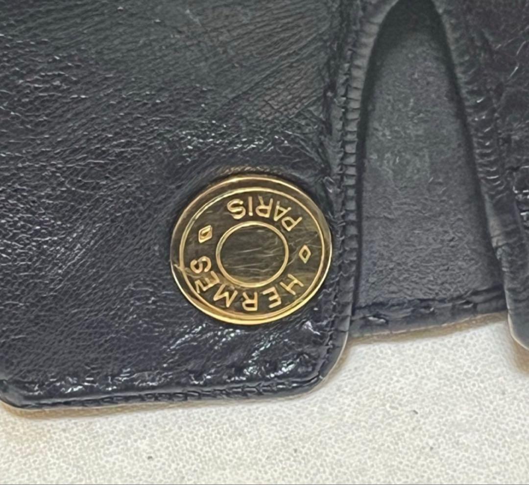 ヴィンテージHERMES セリエ 手袋レザー 黒レディース箱付サイズ7両手有り