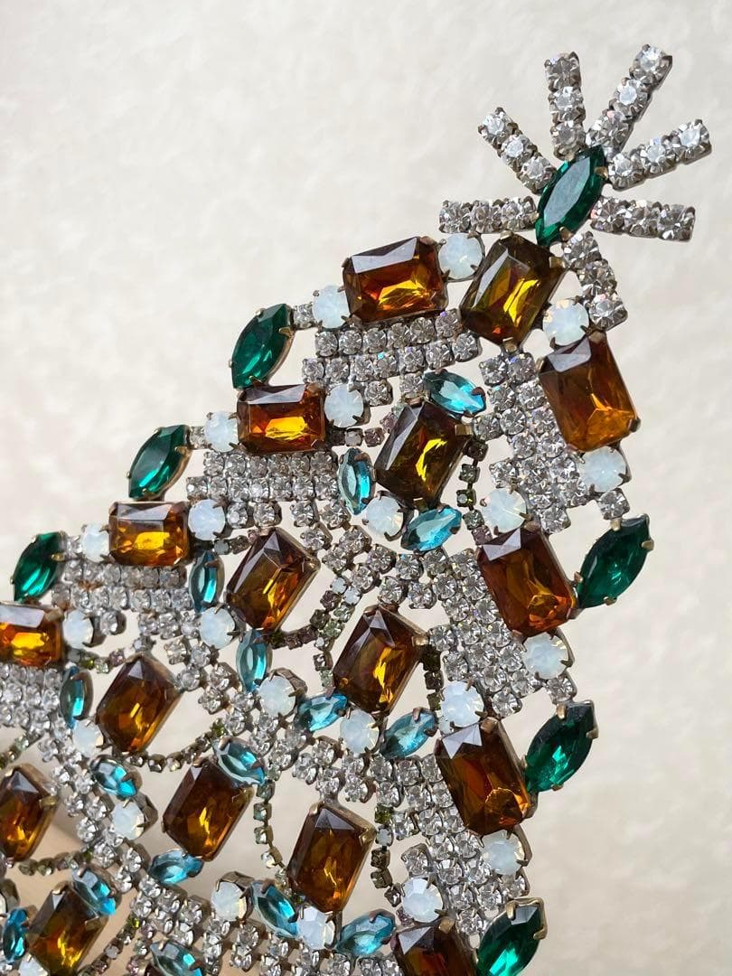 特大/チェコガラスツリー/Husar.D刻印/手作り/ブラウンブルー/クリスマス