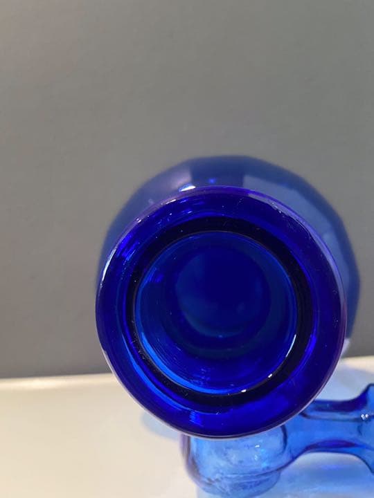 アンティーク ビンテージ 花瓶 フラワーベース ブルー 大瓶 ボトル 美品