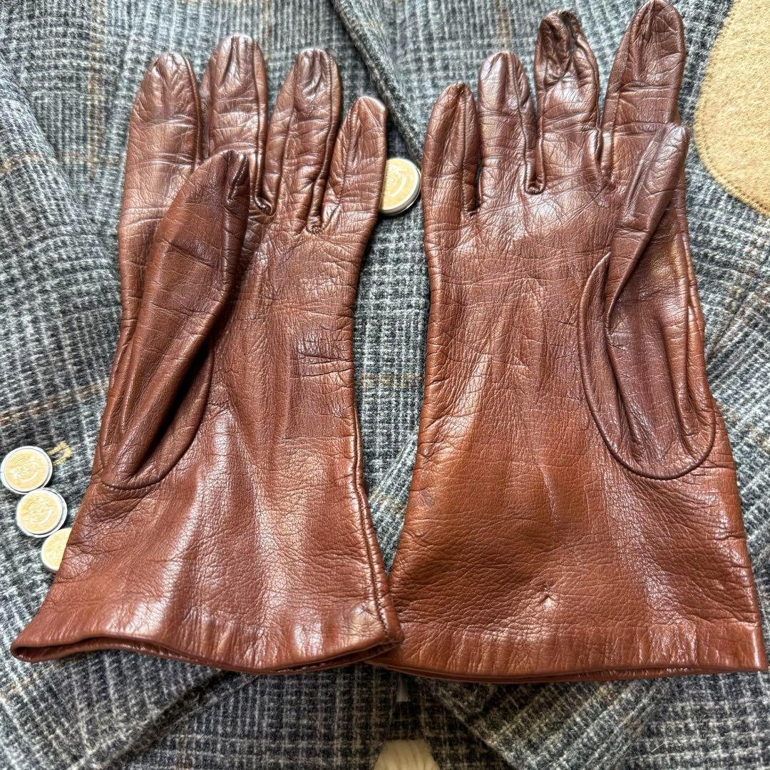 ヴィンテージ✨FENDI フェンディ レザーグローブ 手袋 ロゴ金具 7 1/2