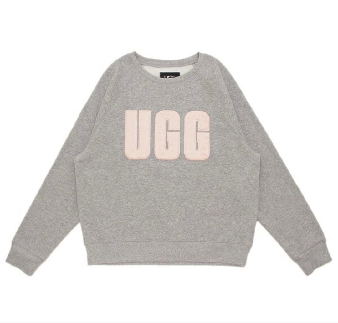 UGG ファーロゴ スウェット グレー ピンク 裏起毛 S