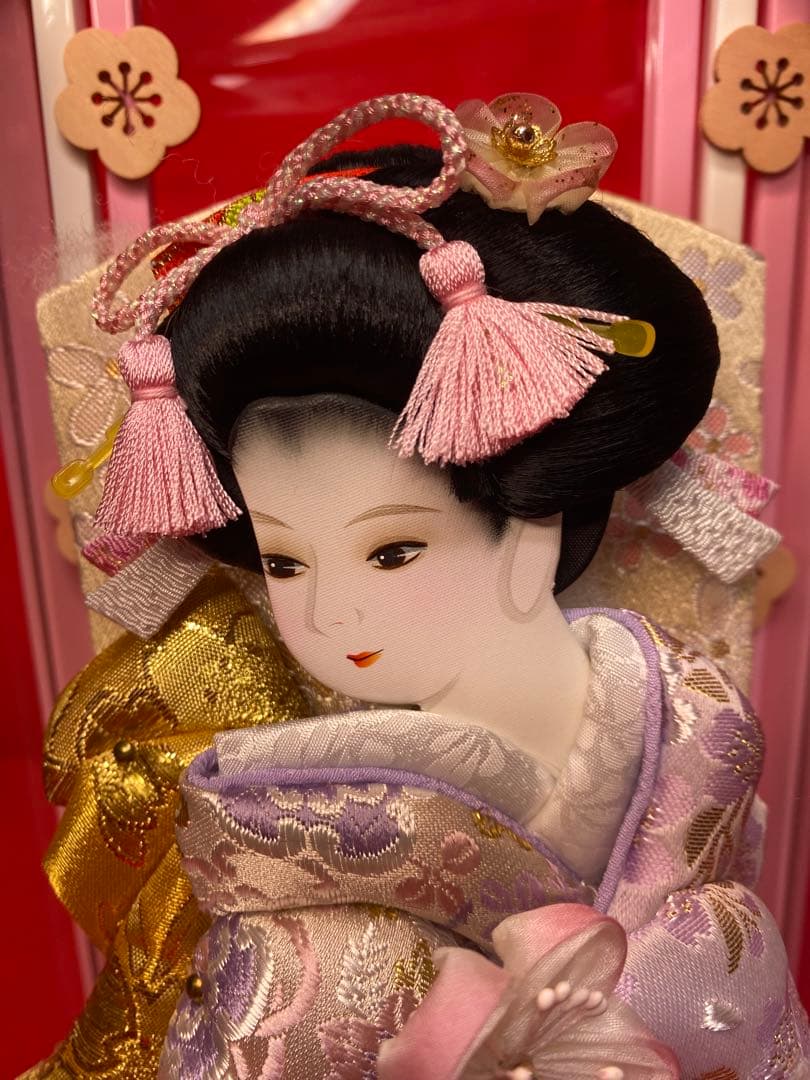 羽子板　振袖金蘭　アクリルケース９号・サイズ間口約２５×奥行約１９×高約３７㎝