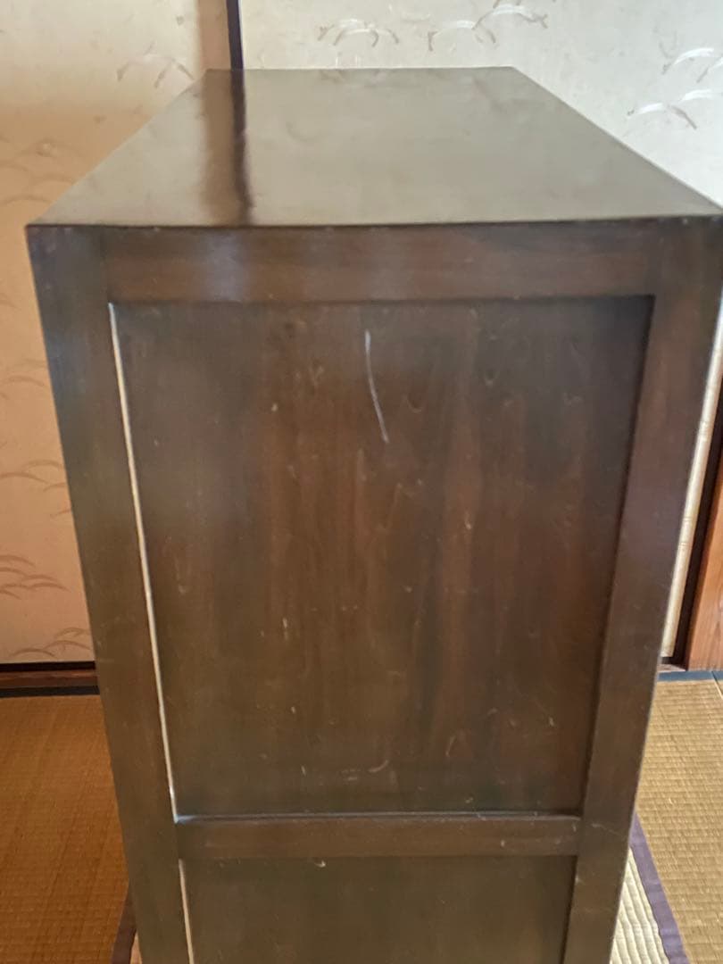 little meさん専用木製 箪笥 7段引出し ガラス扉付鍵付き 昭和レトロ