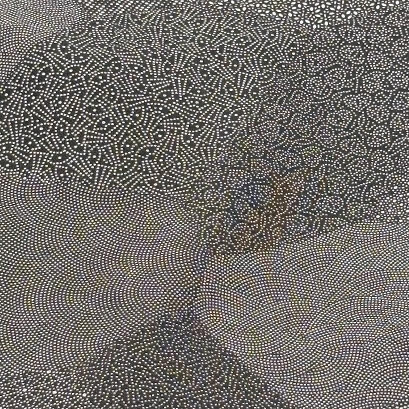 藤　江戸小紋　寄せ柄　ちりめん　裄66㎝　美品　黒色系　正絹　K802