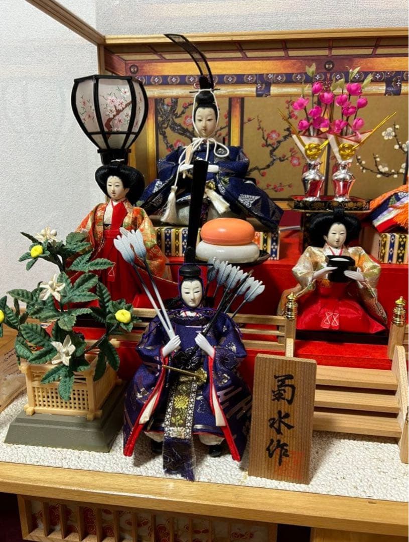 雛人形　7人飾り　3段　ケース　オルゴール　灯り