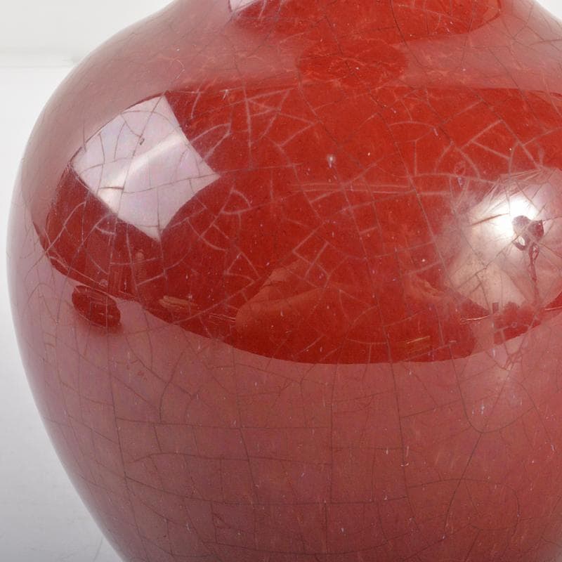 中国　辰砂釉　長顎瓶　唐木台付　D　R6754