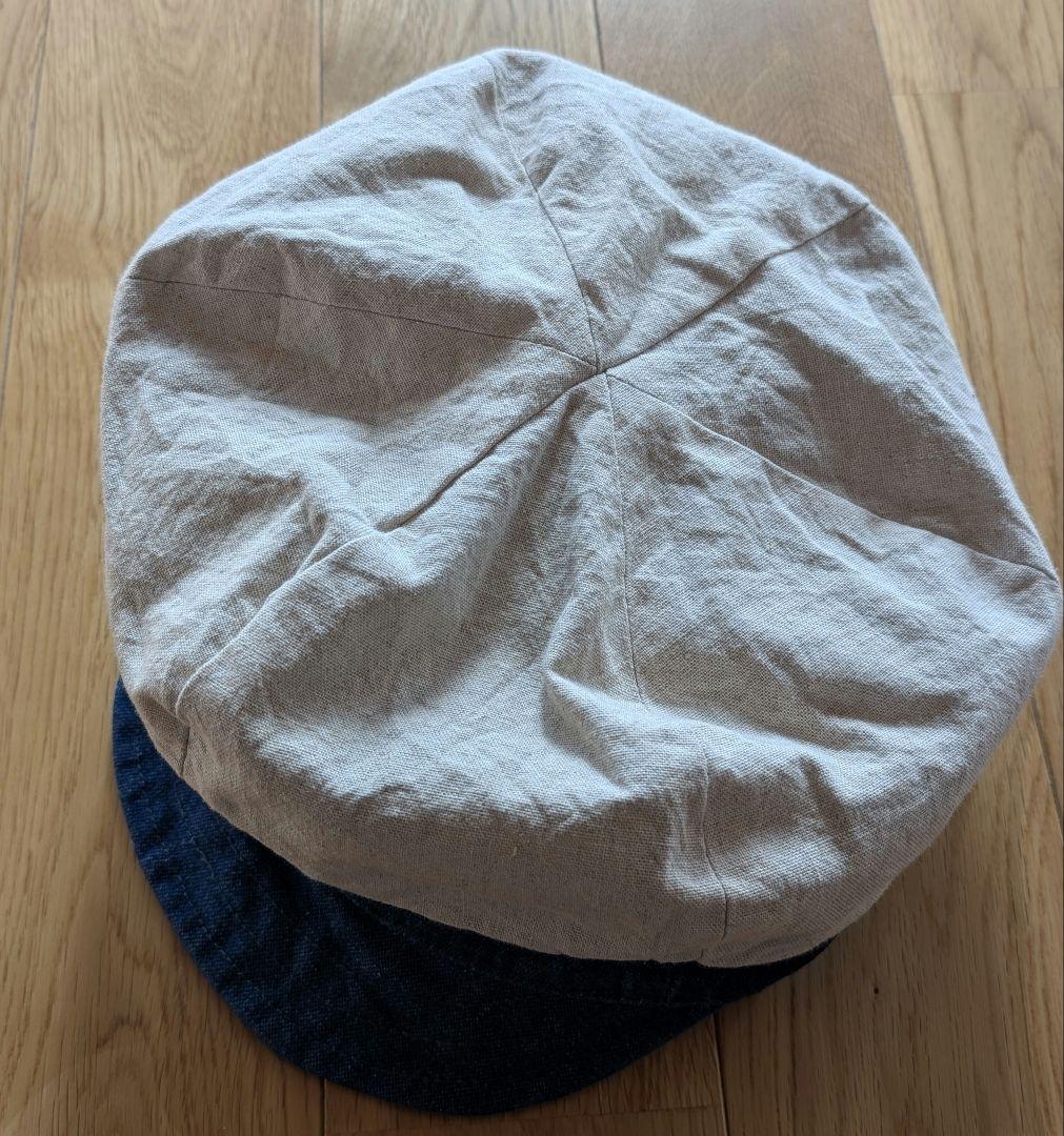 （ガニメ）　デニム　キャスケット　ベレー帽　Lサイズ　麻柄