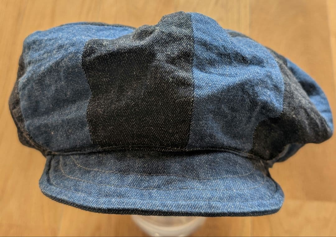 （ガニメ）　デニム　キャスケット　ベレー帽　Lサイズ　麻柄