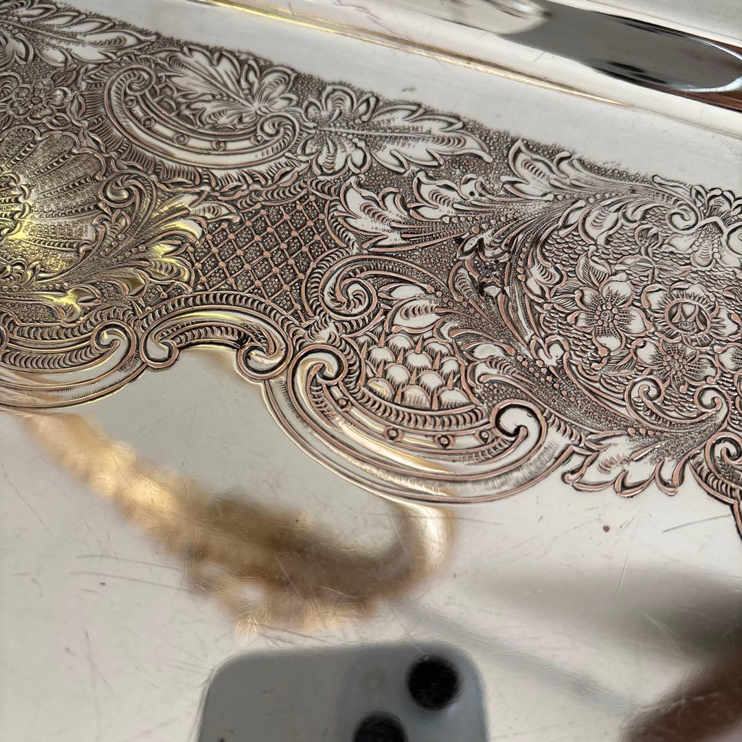 アンティーク／ヴィンテージ　サンドイッチトレー　シルバープレート