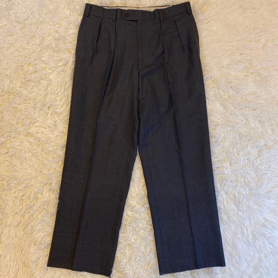 【極美品】バーバリーロンドン セットアップ スーツ 総裏 ストライプ グレー