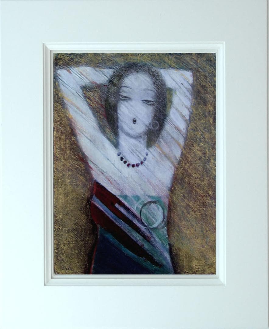 油絵 菅家令子 絵 絵画 インテリア 額付(銀) F3-32023 女性像