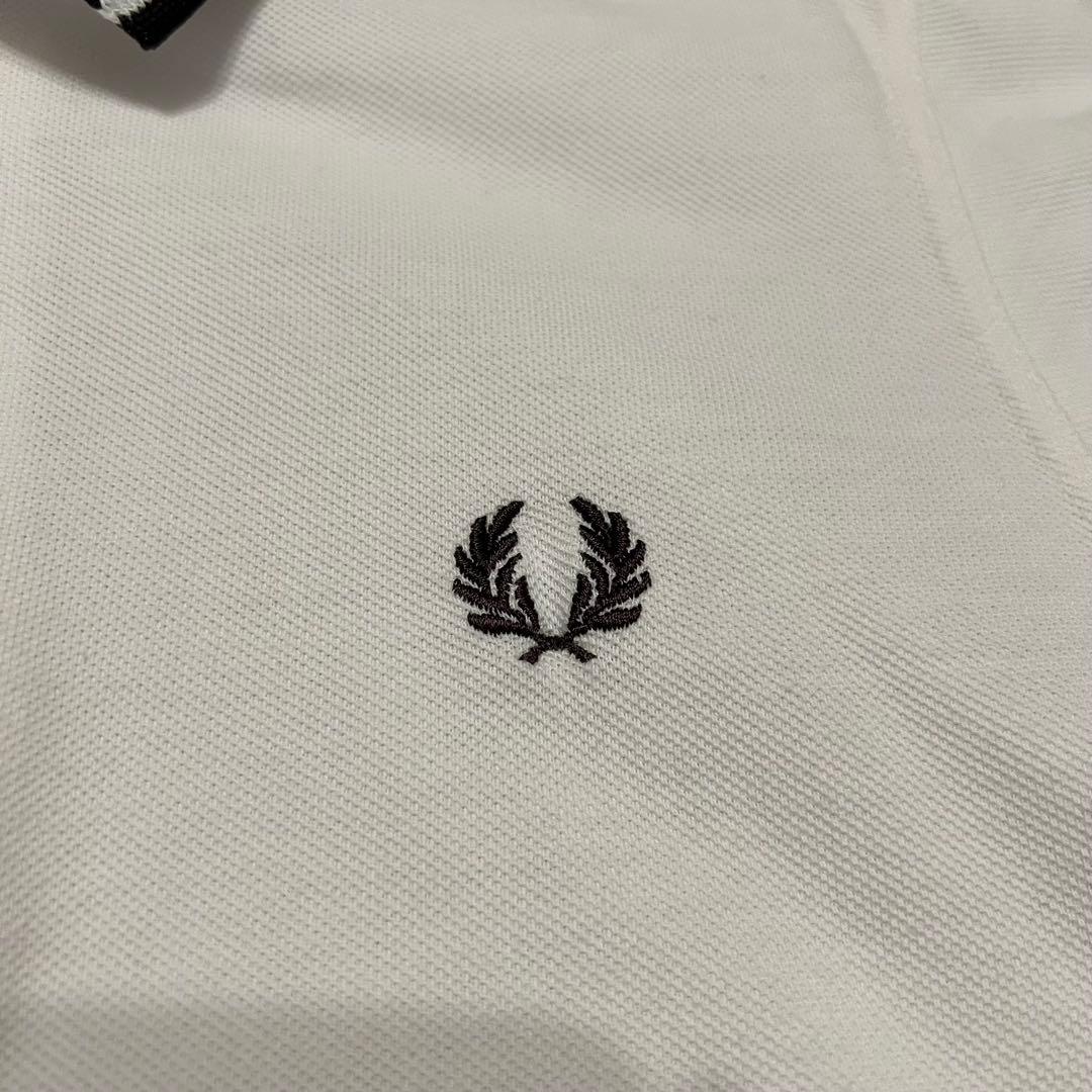 フレッドペリー M12 ポロシャツ 38 オフホワイト ブラウン イギリス製