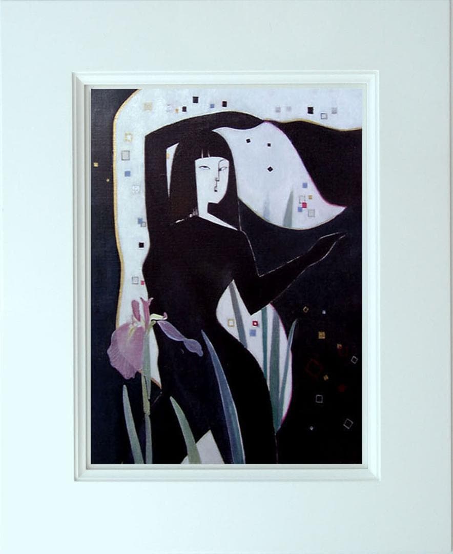 油絵 絵画 絵インテリア 額付(青緑+金色の枠) F6-42023 人物 女性像