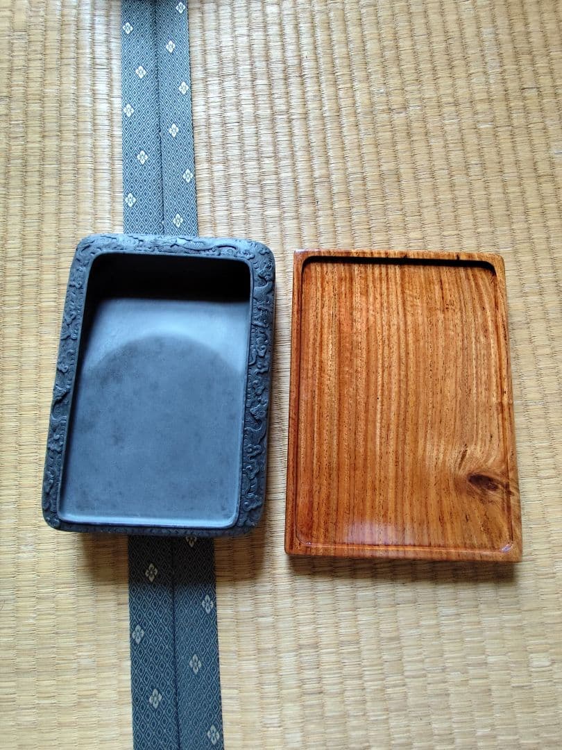 書道　骨董　硯　長方八吋　2300ｇ