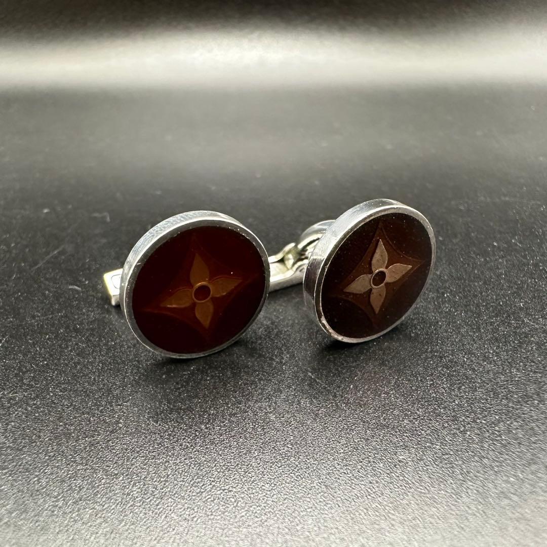 極美品✨　ルイヴィトン　カフス　M64482 ダミエ　シルバー　1438