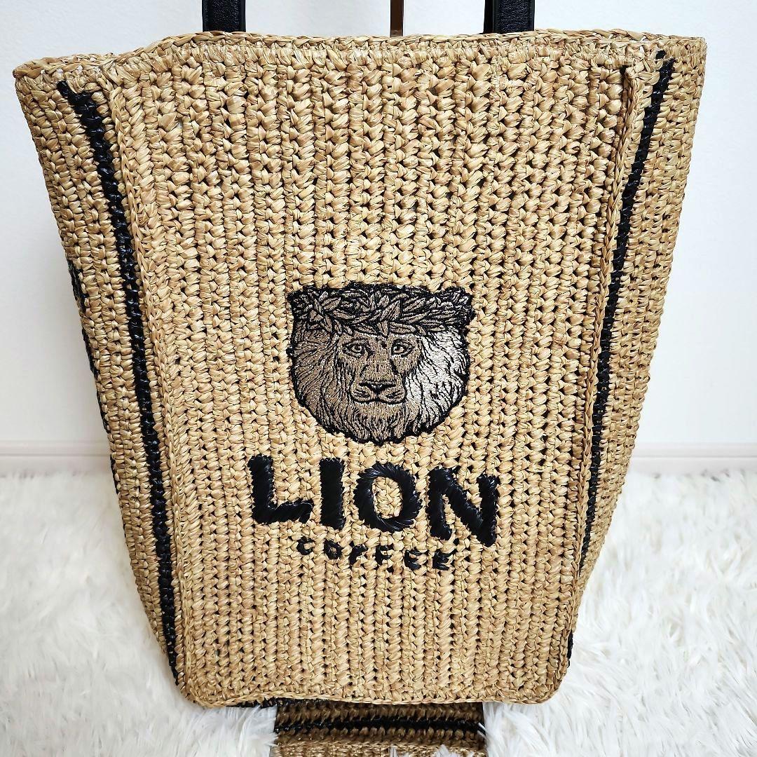 【極美品】LION COFFEE ライオン刺繍 トートバッグ　カゴ