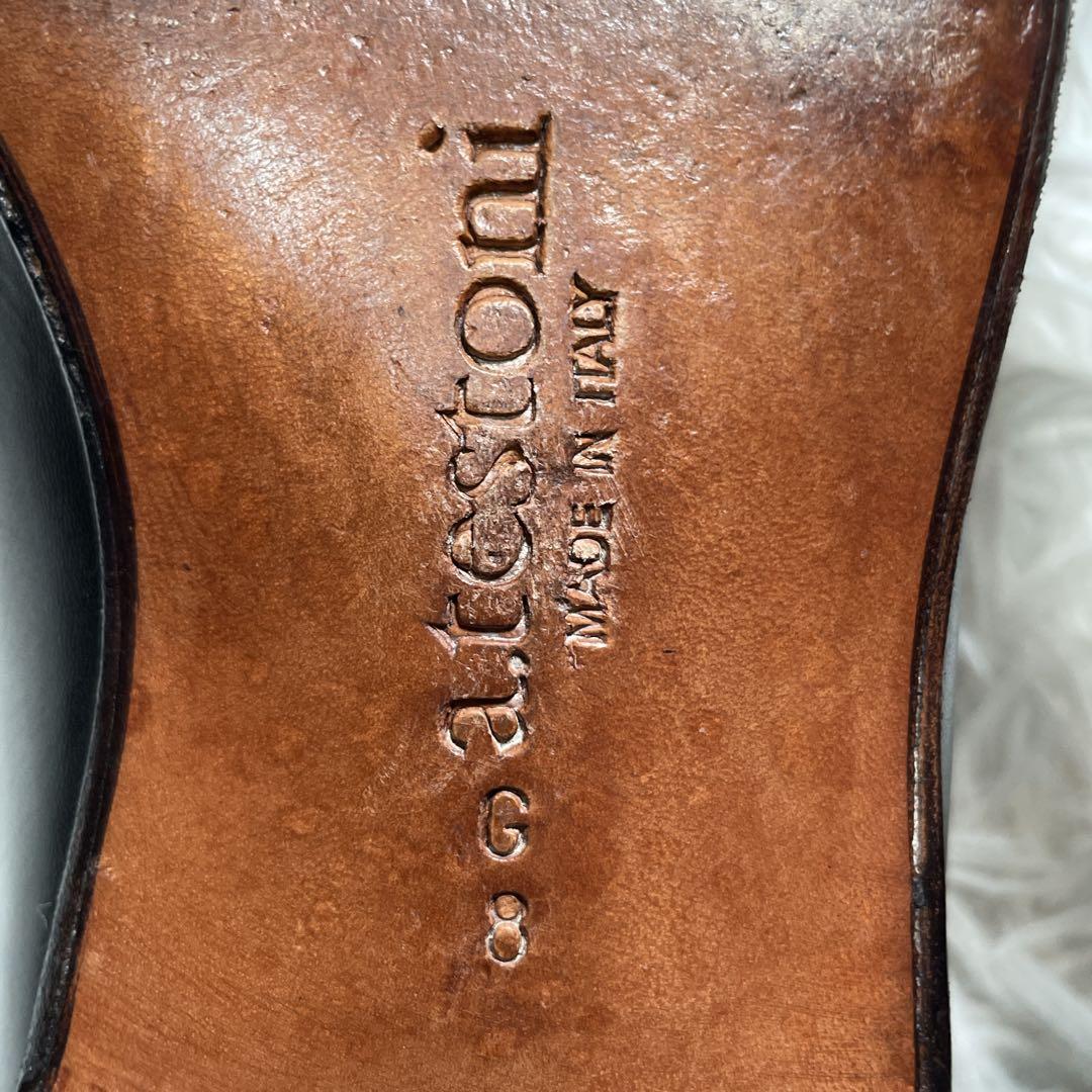 アテストーニ　内羽根　ドレスシューズ　レザー　ホールカット　ブラック　黒　26