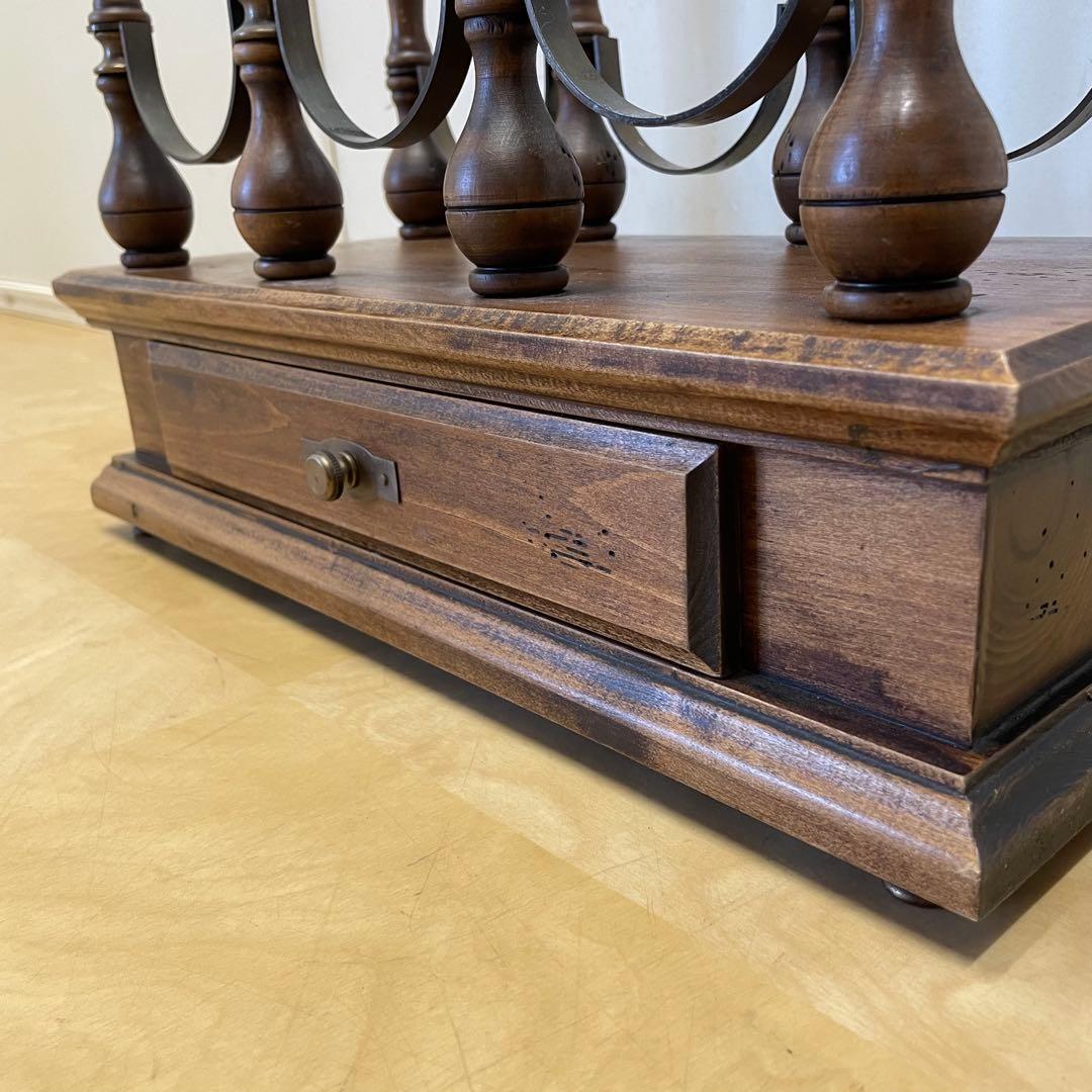 イタリア製 ワインラック ボトルホルダー 6本収納 引き出し アンティーク