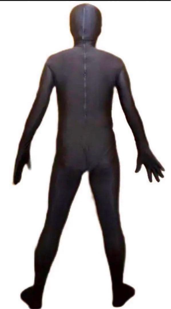 即購入OK。Mサイズ男性用光沢黒色凸仕様ゼンタイフルフェイスマスク全身タイツ